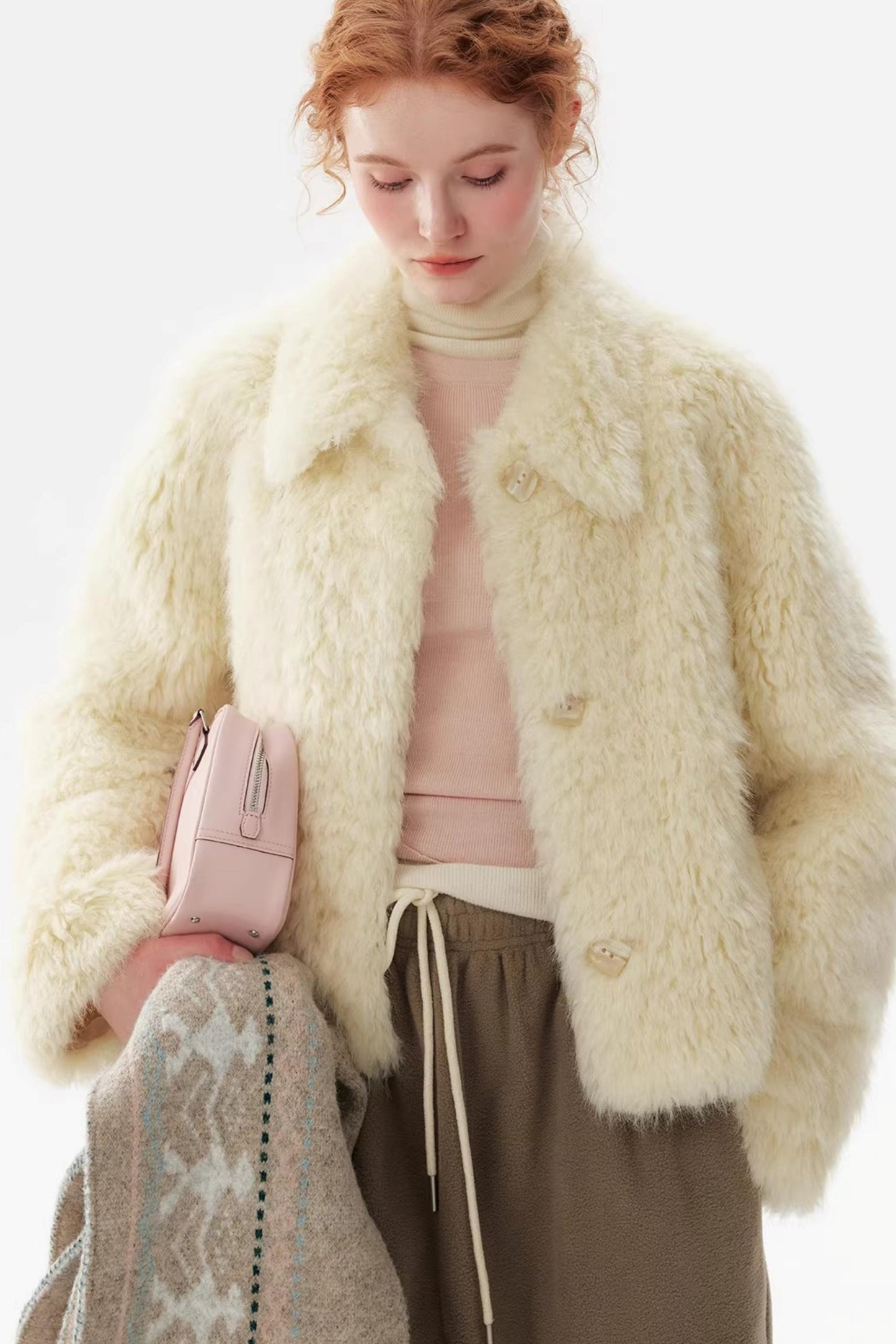 Faux Fur Turn-Down Collar Coat