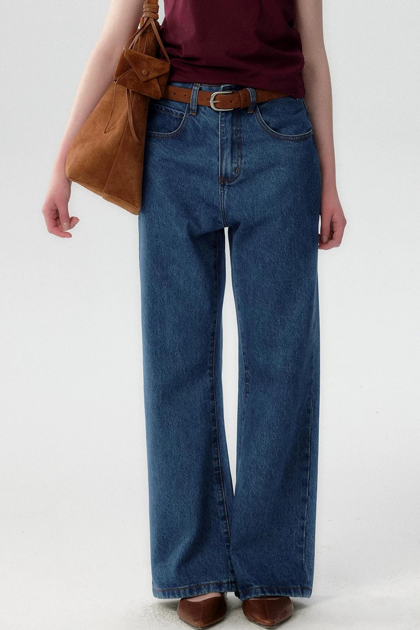 Pantaloni svasati in denim blu retrò