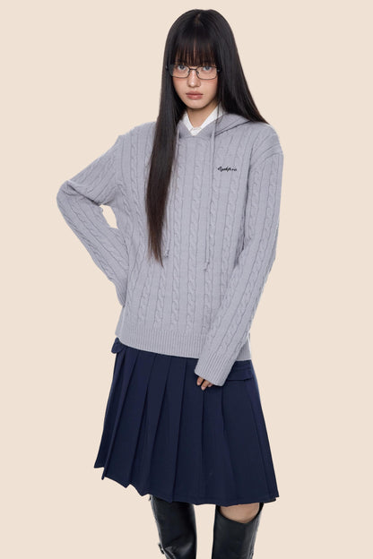 Twisted Embroidery Hooded Sweater