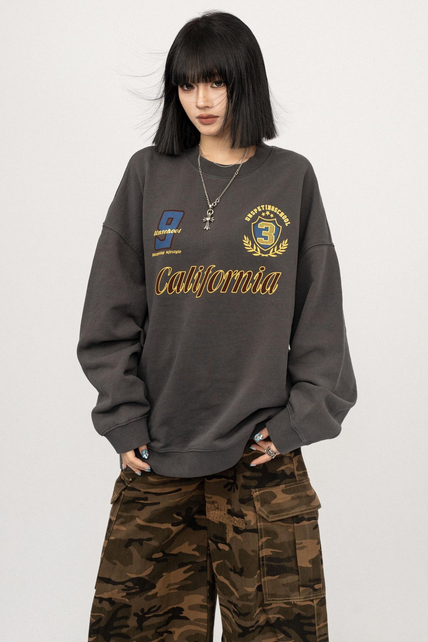 Vintage Gray Crew Neck Top