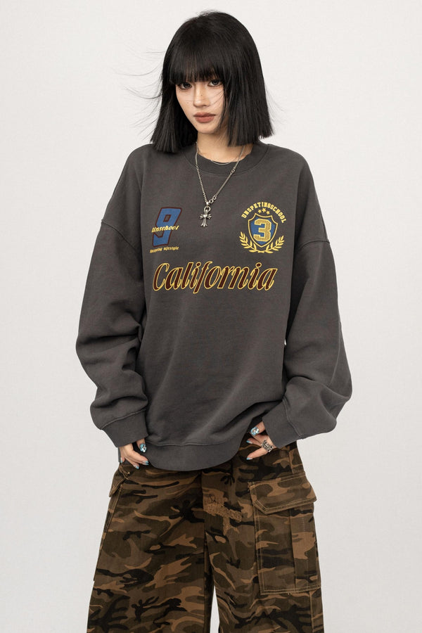 Vintage Gray Crew Neck Top