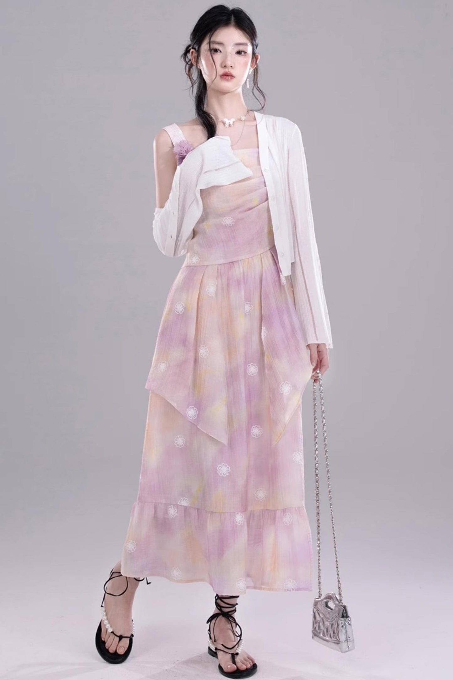 Purple Floral Sleeveless Dress