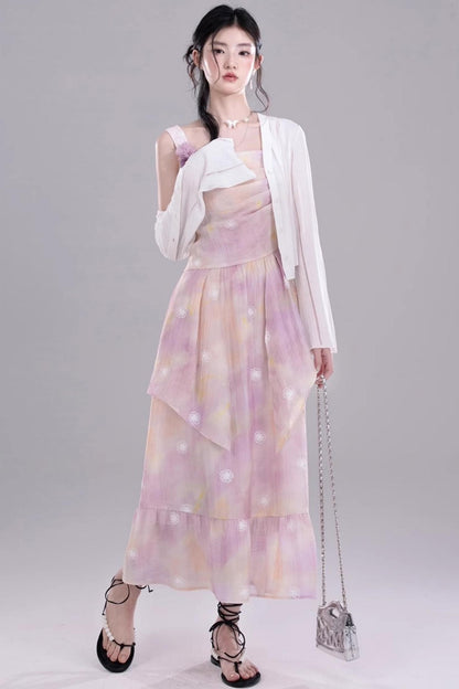 Purple Floral Sleeveless Dress