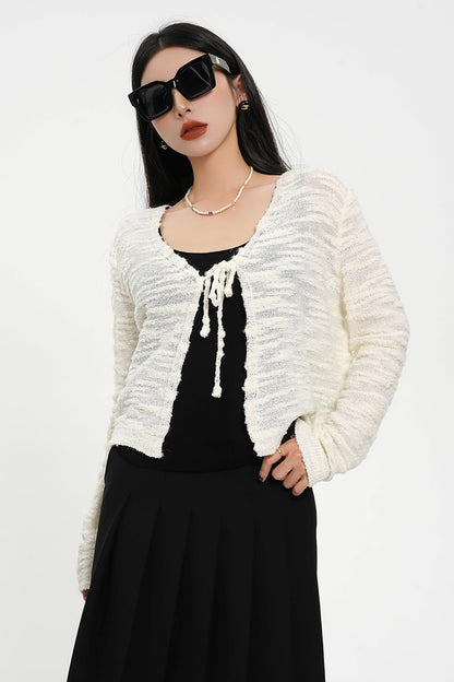 Niche Cropped Knit Cardigan