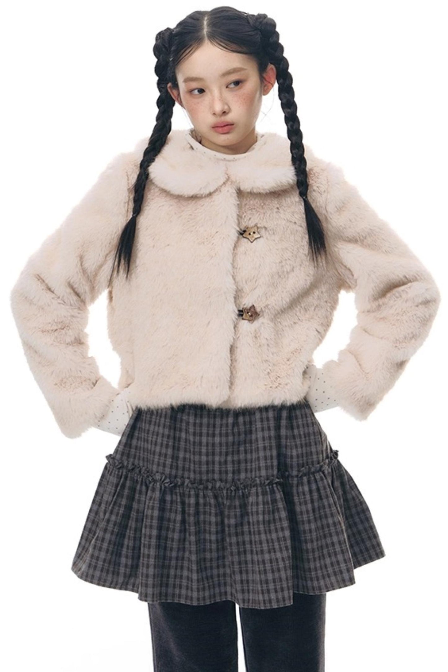 Faux Fur Doll Collar Jacket