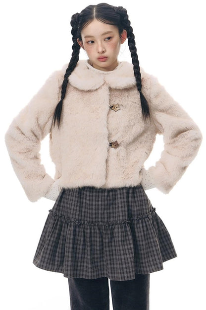 Faux Fur Doll Collar Jacket