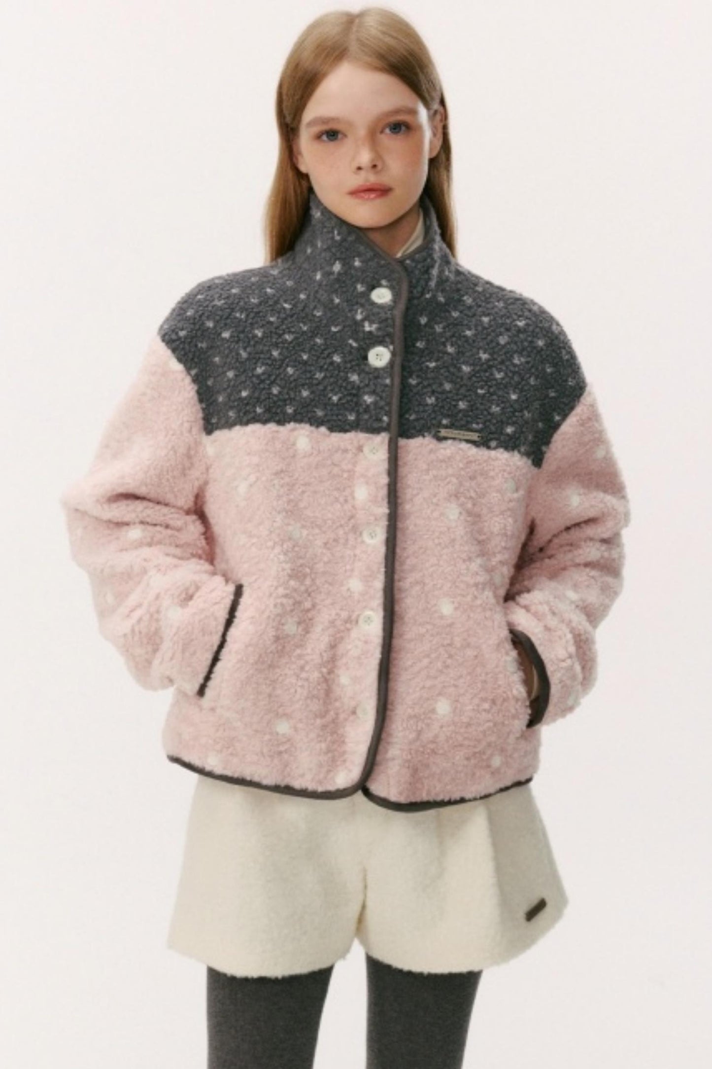 Lambswool Polka Dot Patchwork Jacket