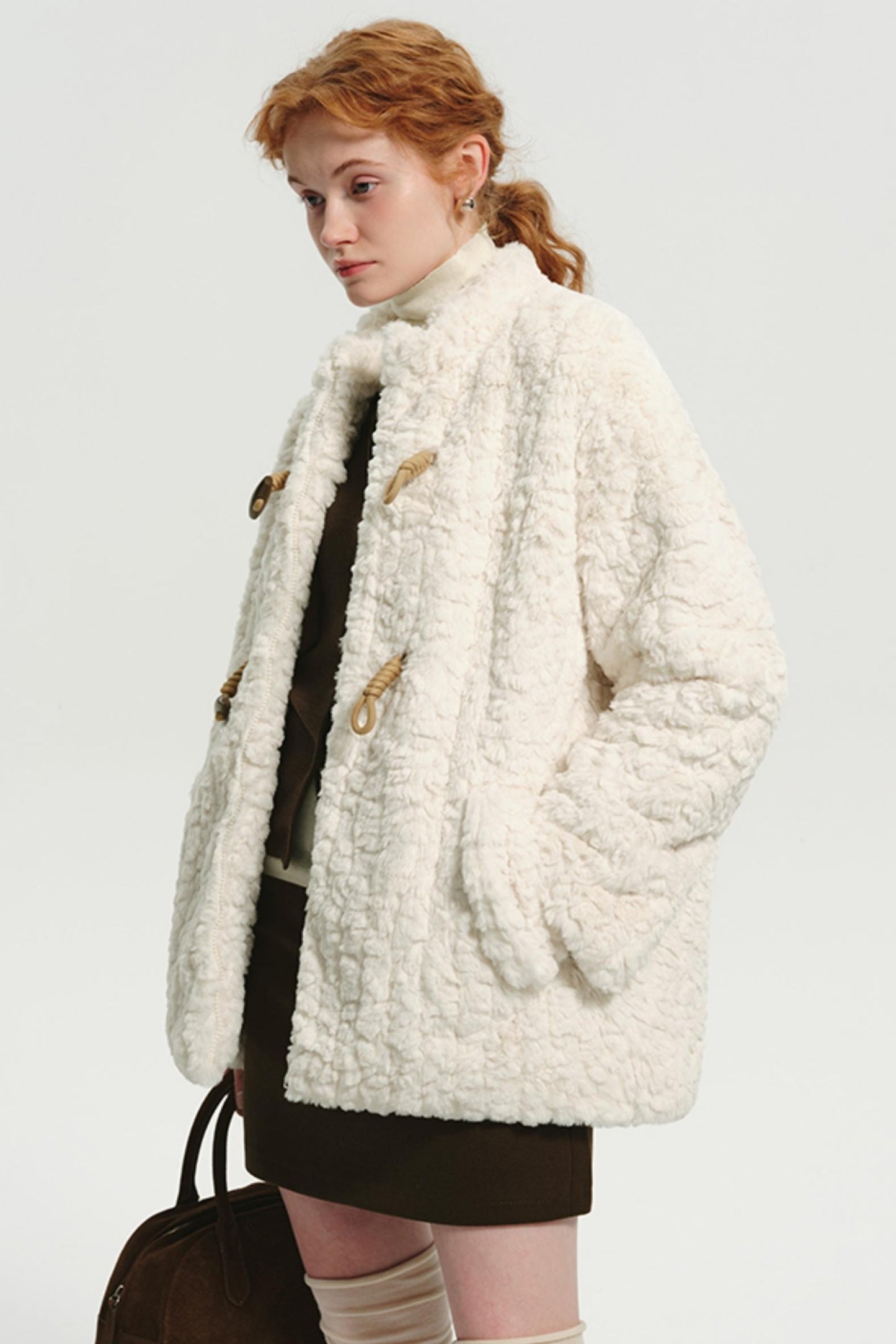 College Style Imitation Rabbit Fur Coat