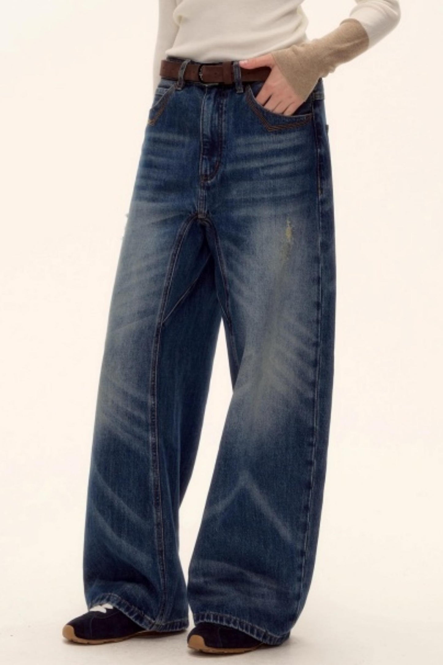 Retro Washed Denim Pants