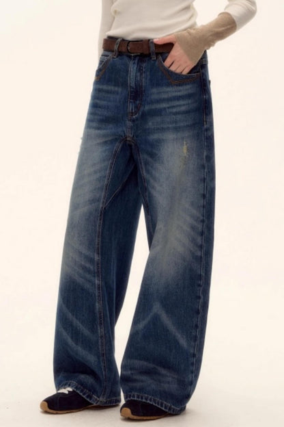 Retro Washed Denim Pants