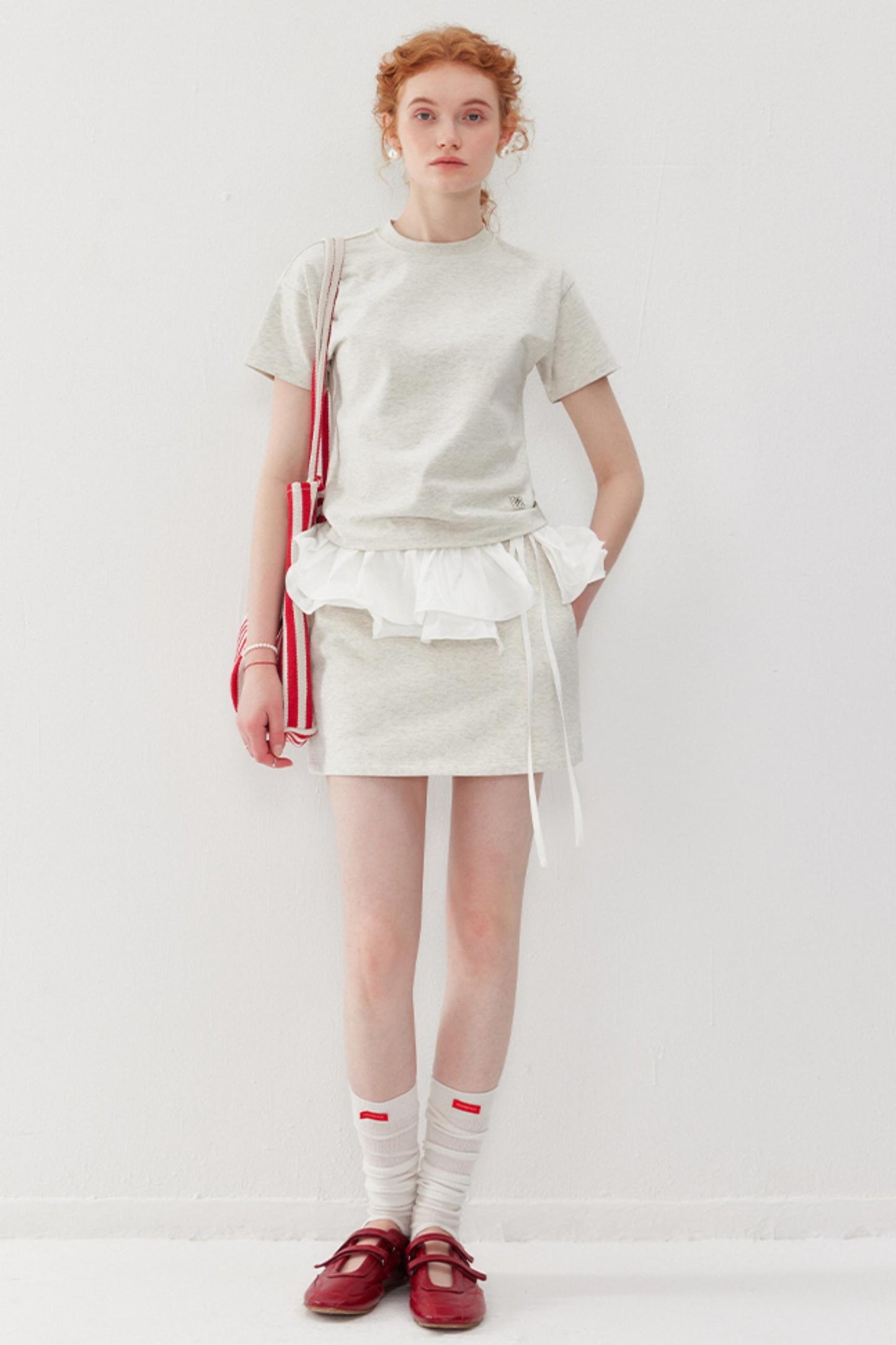 Sporty Gray Tee & Skirt Set-Up