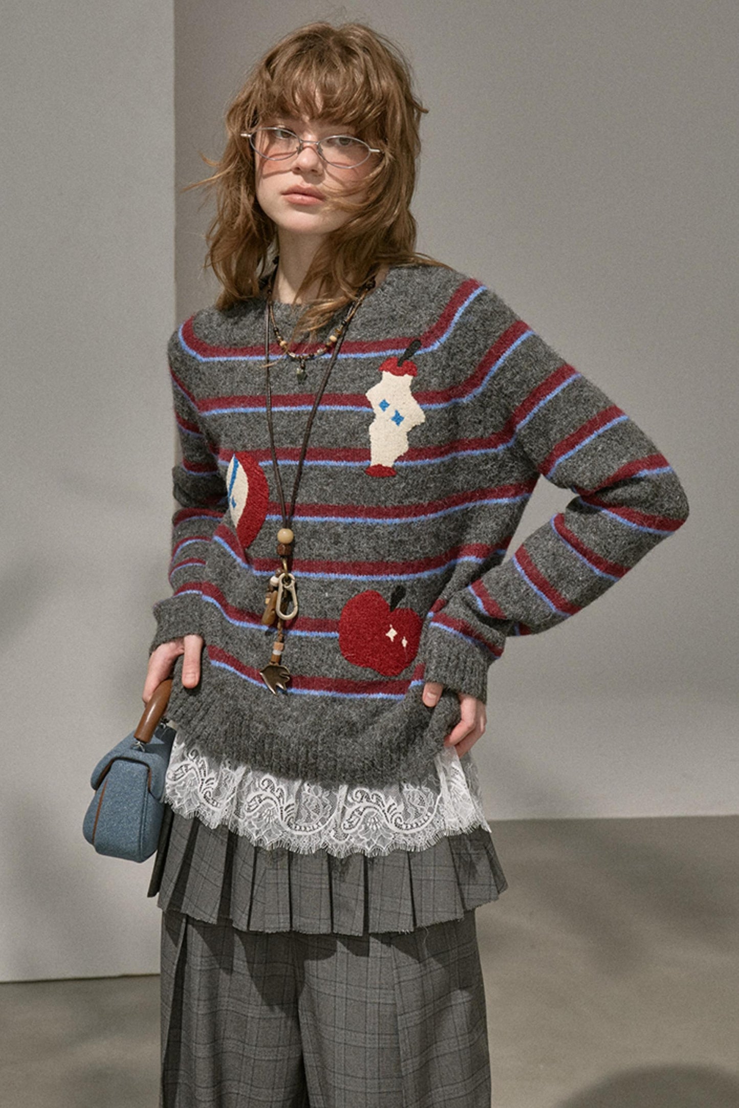 Apple Striped Crew Neck Top