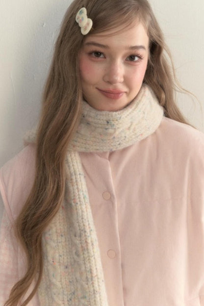 Twist Color Dot Wool Scarf