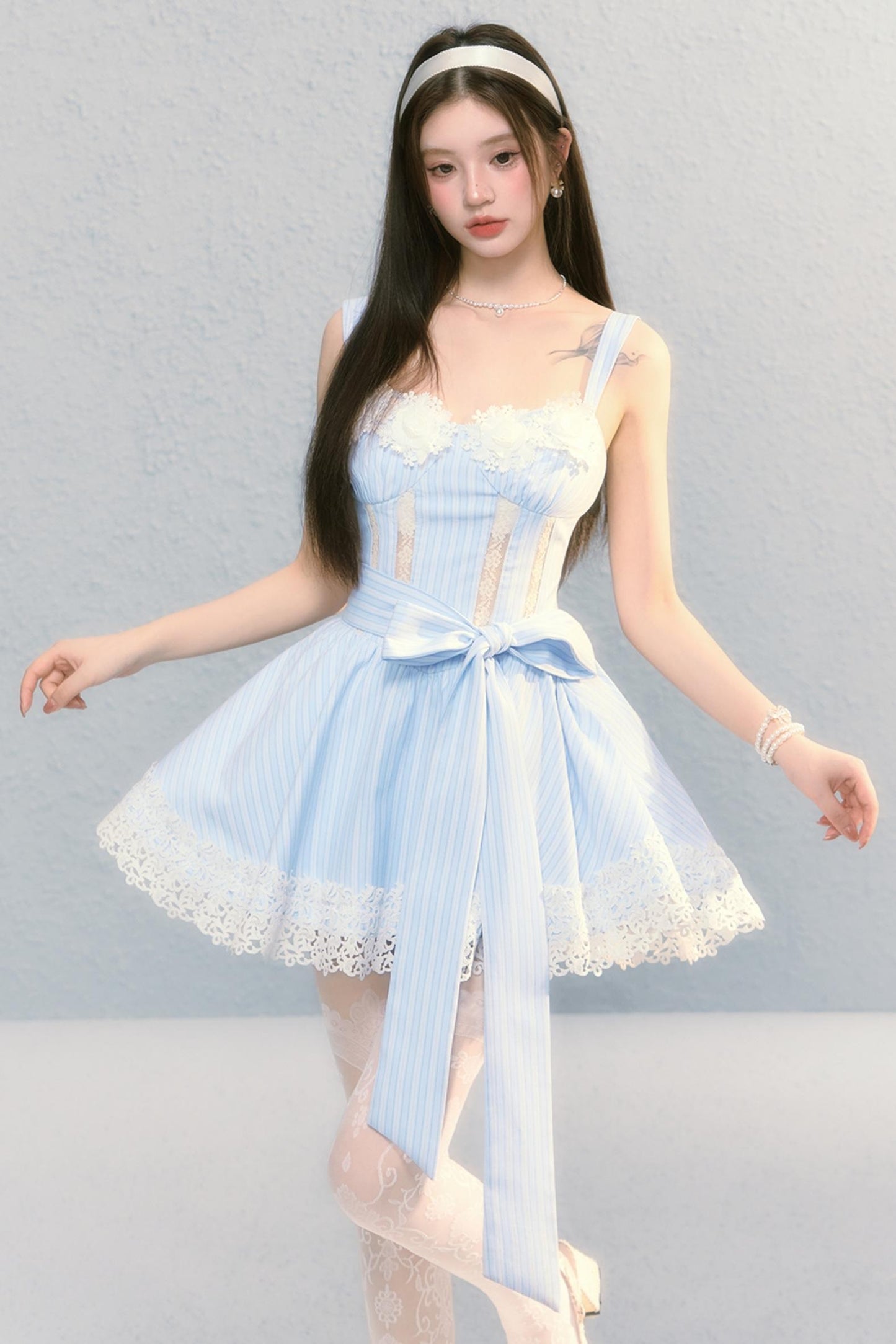 Slim Fluffy A-Line French Slip Dress