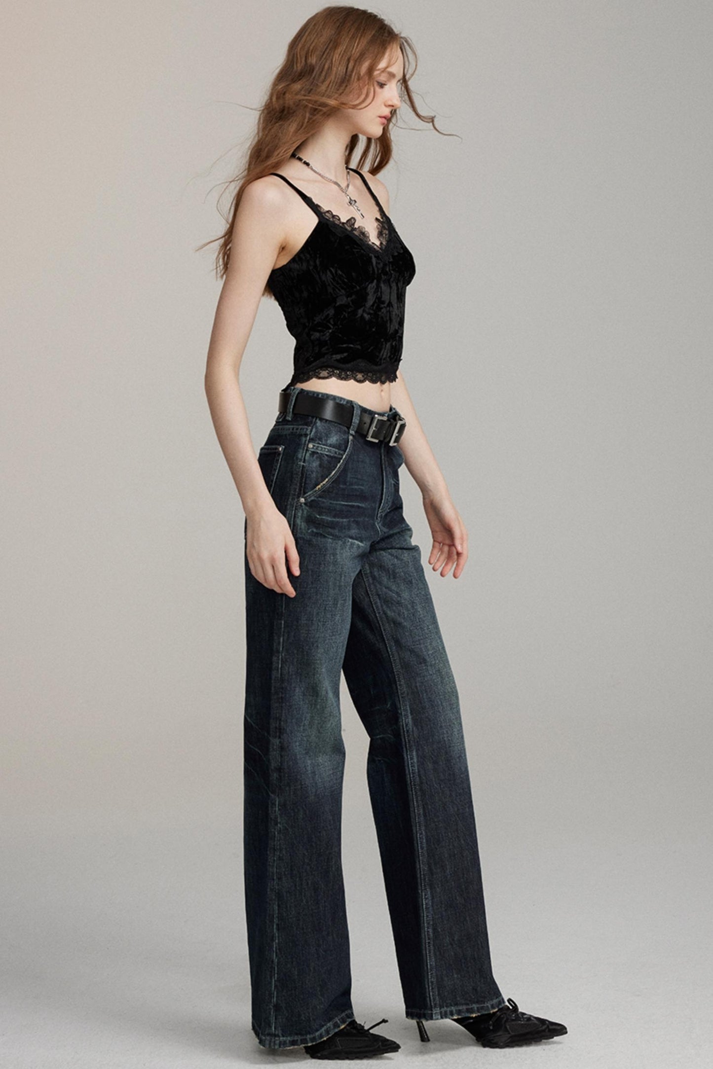 Loose Straight Washed Denim Pants