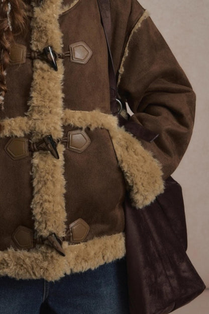 Vintage Horn Suede Hooded Jacket