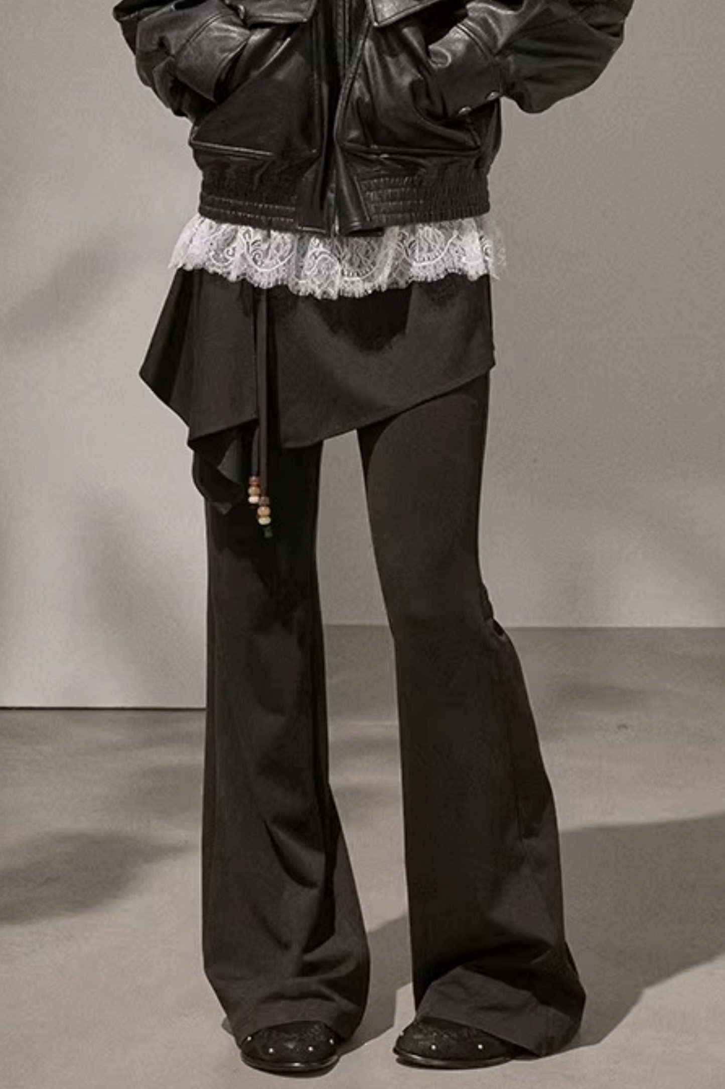 Patchwork Fleece-Lined Flared Pants