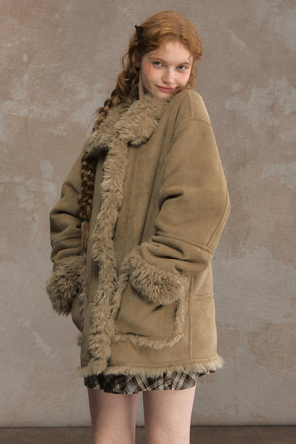 Winter Lamb Fur Deer Skin Jacket