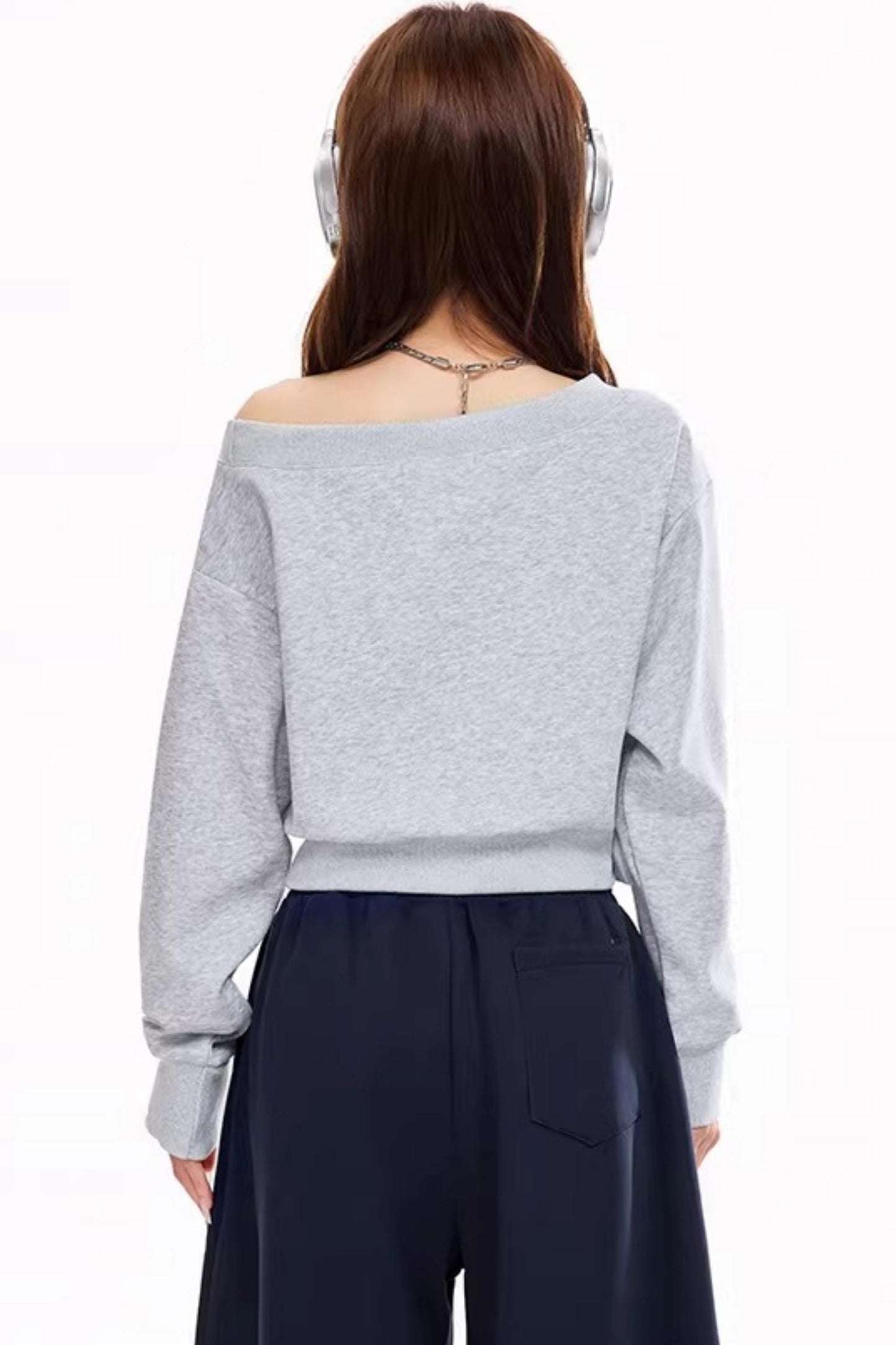 Retro Off-Shoulder Sweatshirt