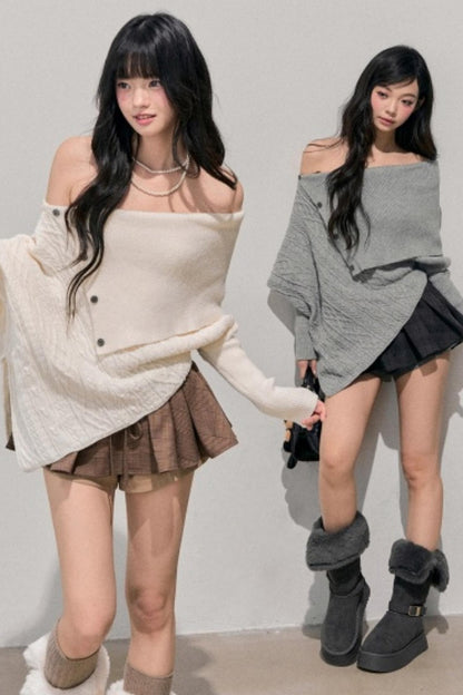 Asymmetrical French Cable Sweater