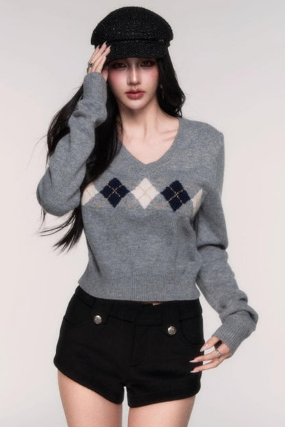 Collegiate Knit V-Neck Cardigan