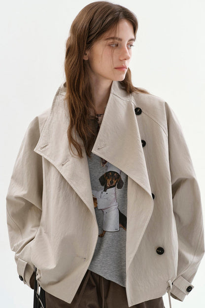Elegant Drawstring Trench Coat