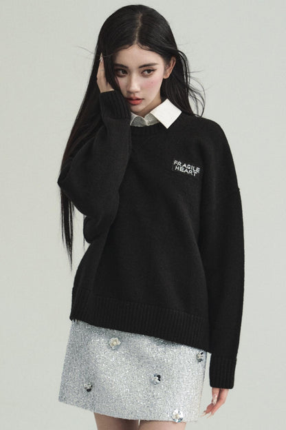 Fragileheart fragile store - Falling Star High School Koreanisch faul Atmosphäre Pullover lose geschichteten Top