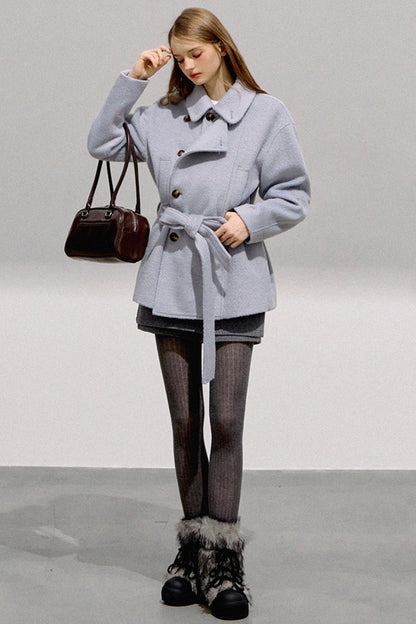 Mint Double-Breasted Wool Coat