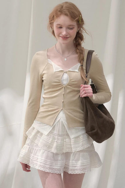Seashell Lace Layered Top