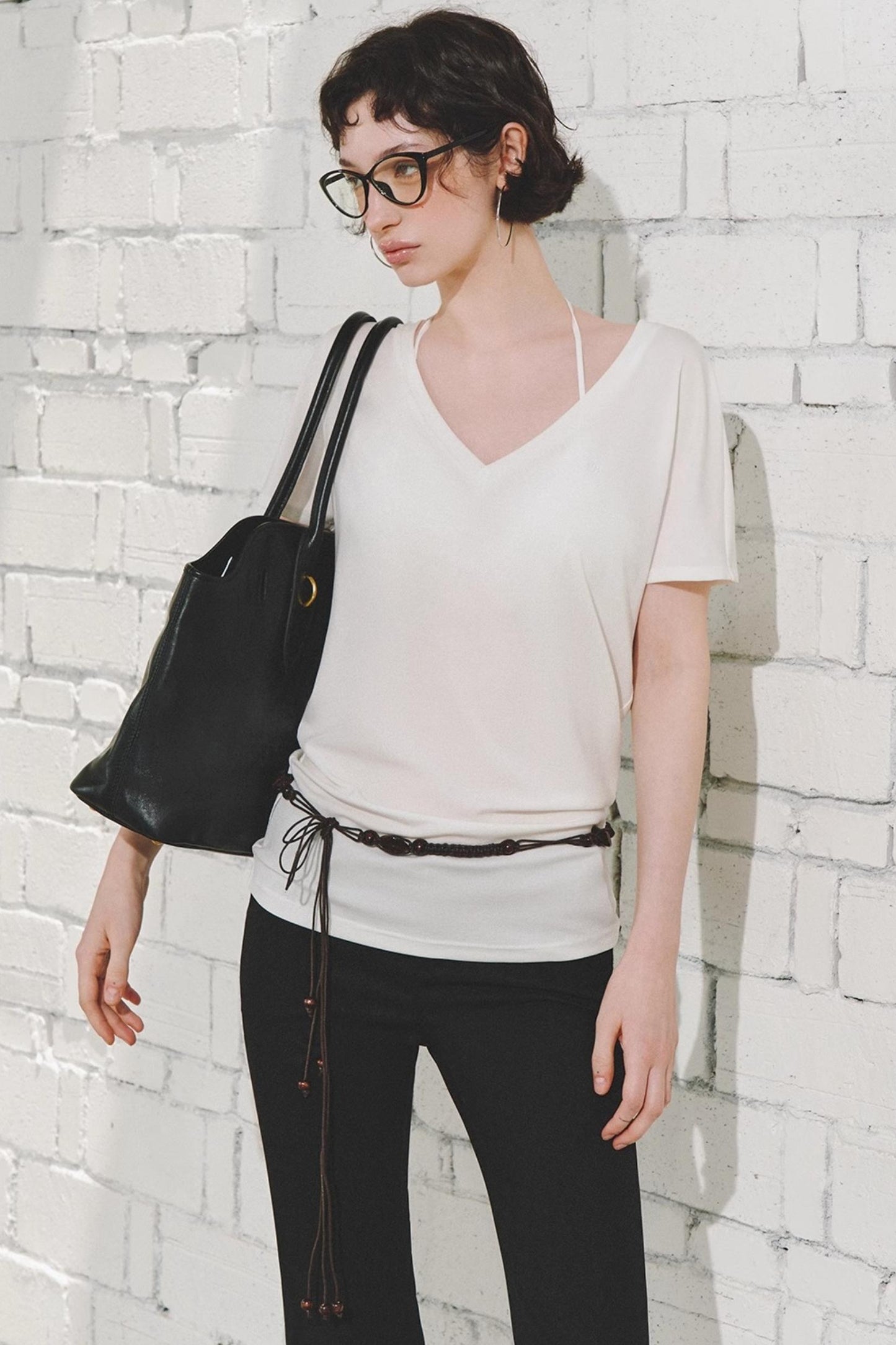 Effortless V-Neck Bat Sleeve Top