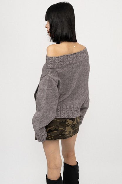 Retro Spice One-Shoulder Sweater