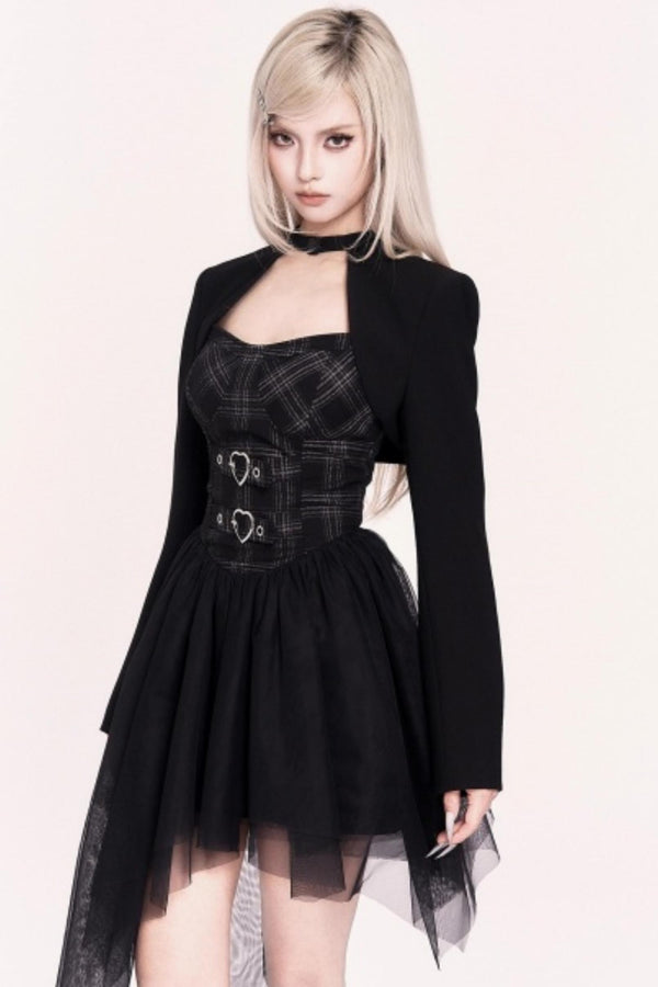 Halloween Irregular Mesh Dress Coat Set-Up