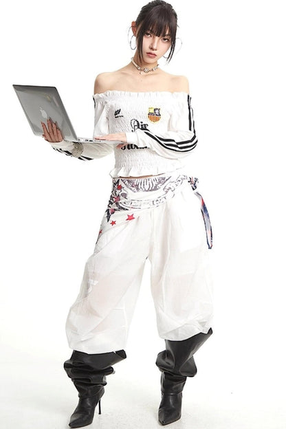 Pleats Elastic Sleeve T-Shirt