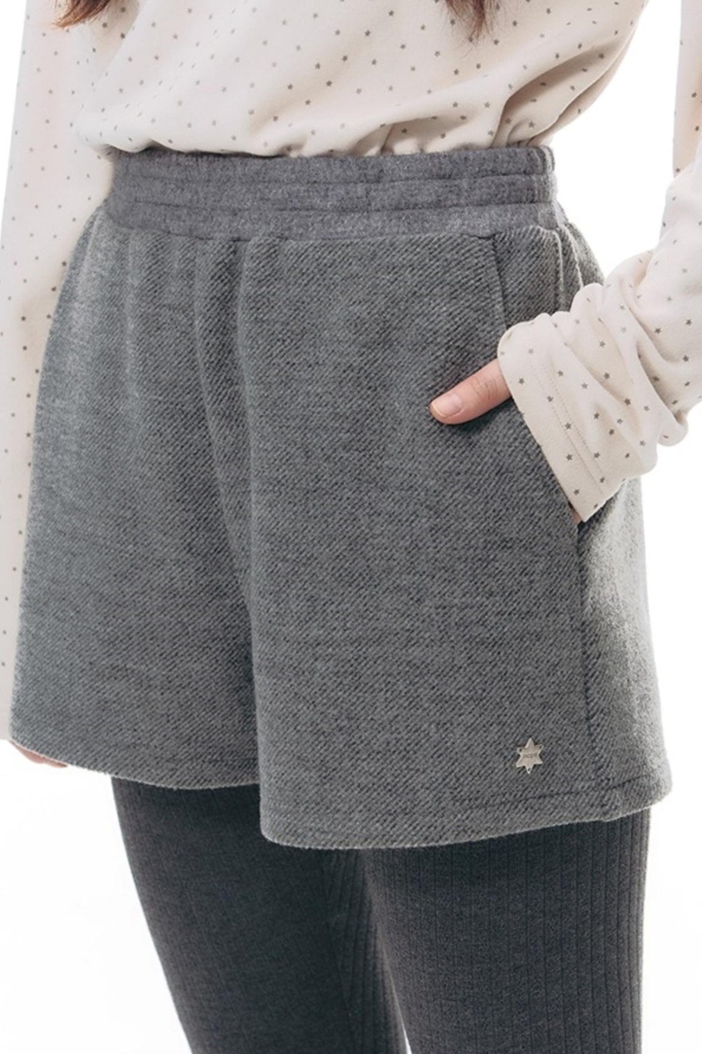 Patchwork Tweed Bootcut Shorts