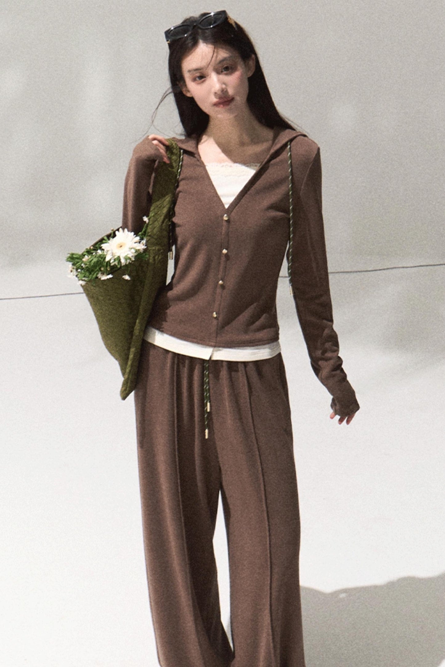 Tears Knit Top & Wide-Leg Pants Set-Up