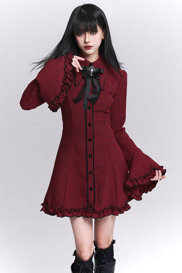 Red Plaid Shirt Dress