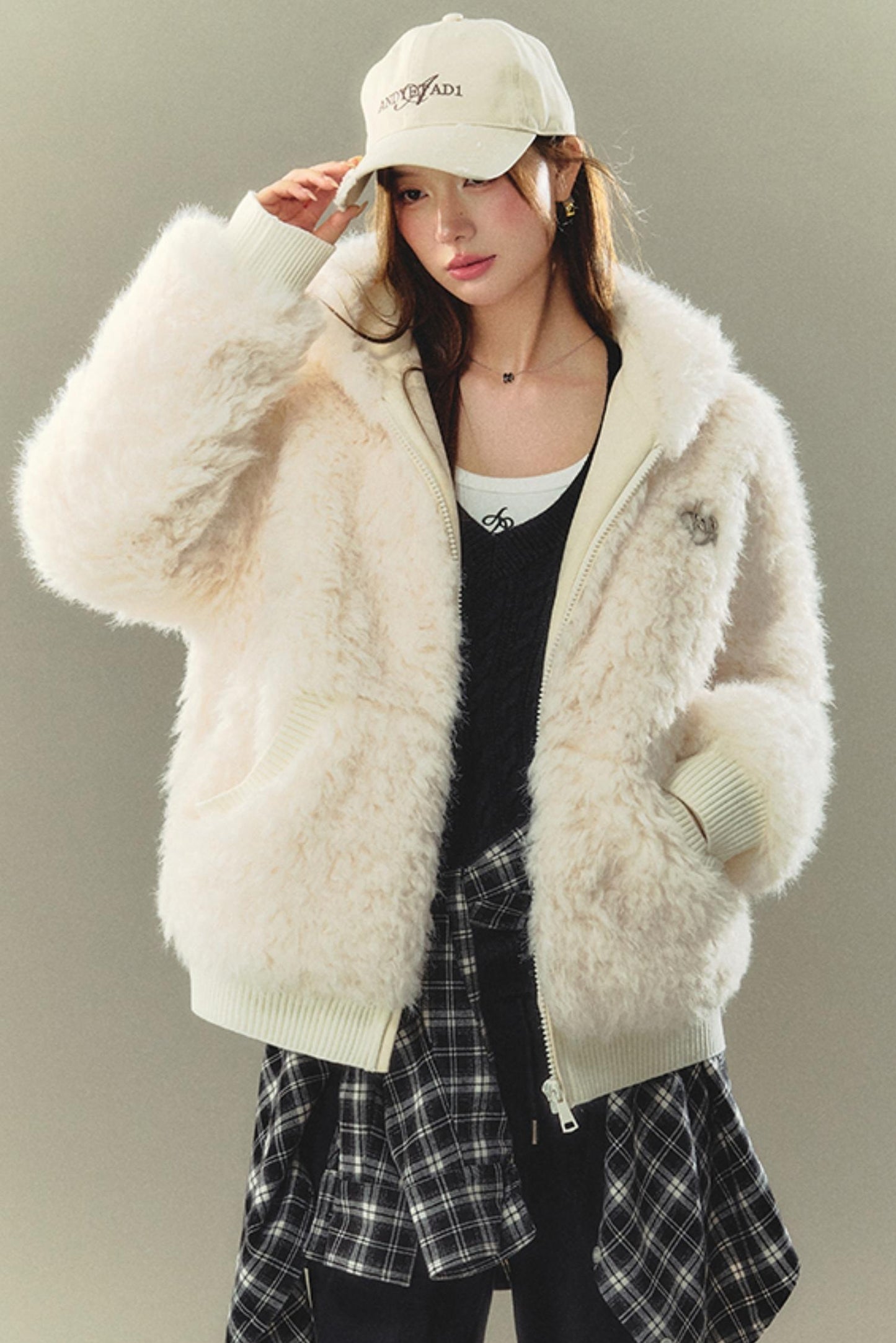 Hooded Furry Casual Winter Top