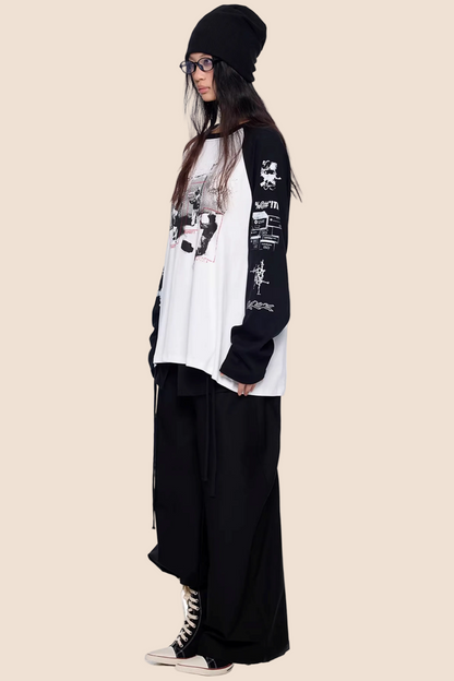 Retro-Farbblock-Raglan-Oberteil