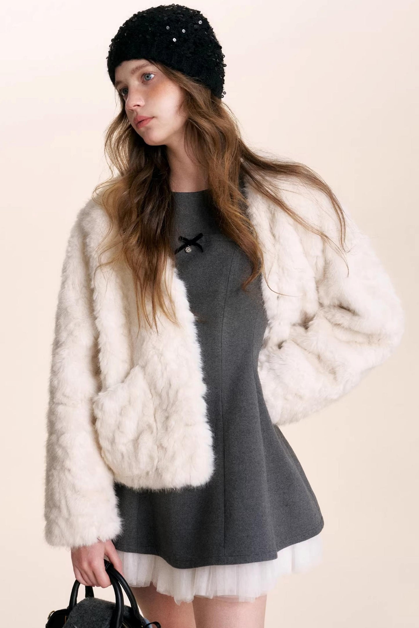 Romantic Mesh Woolen Dress