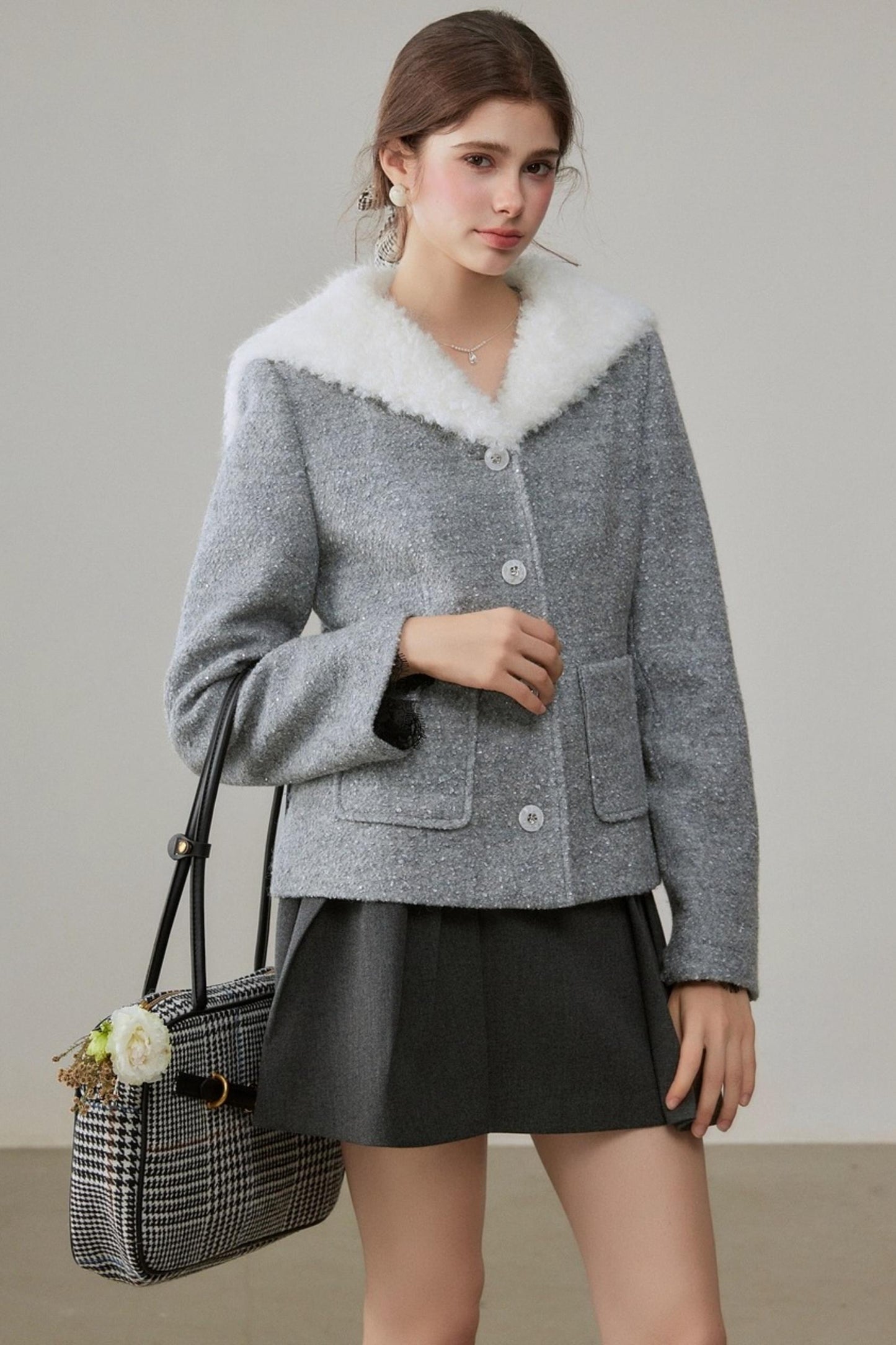 Wool Tweed Short Coat
