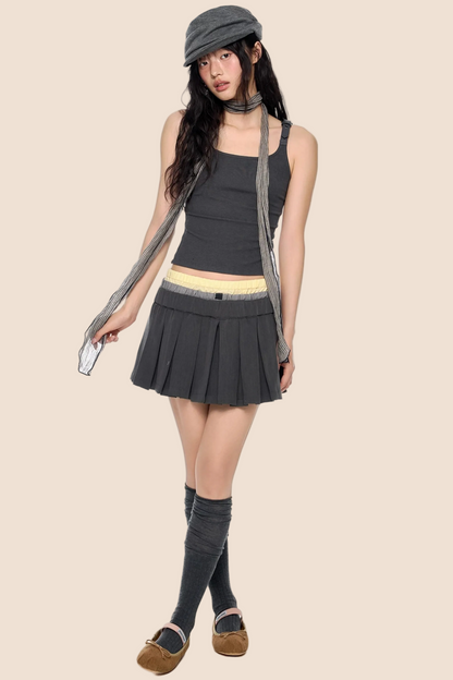 Square Collar Belted Camisole Top