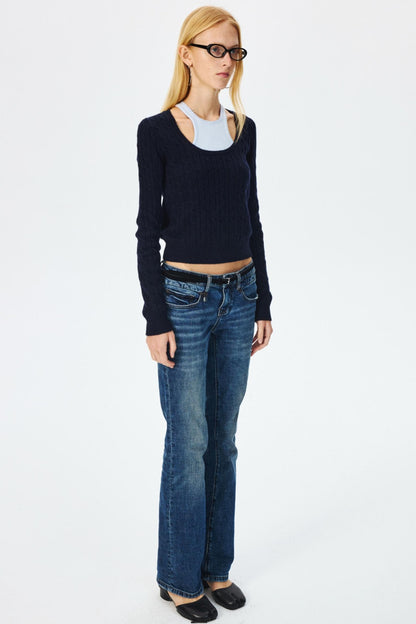 Wool Cropped Slim Fit Top
