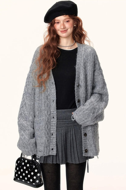 Atmospheric Irregular V-Neck Cardigan
