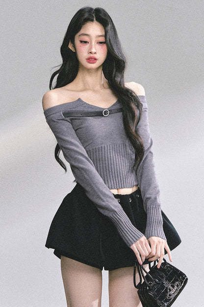 Lazy Weekend One-Shoulder Knitted Top