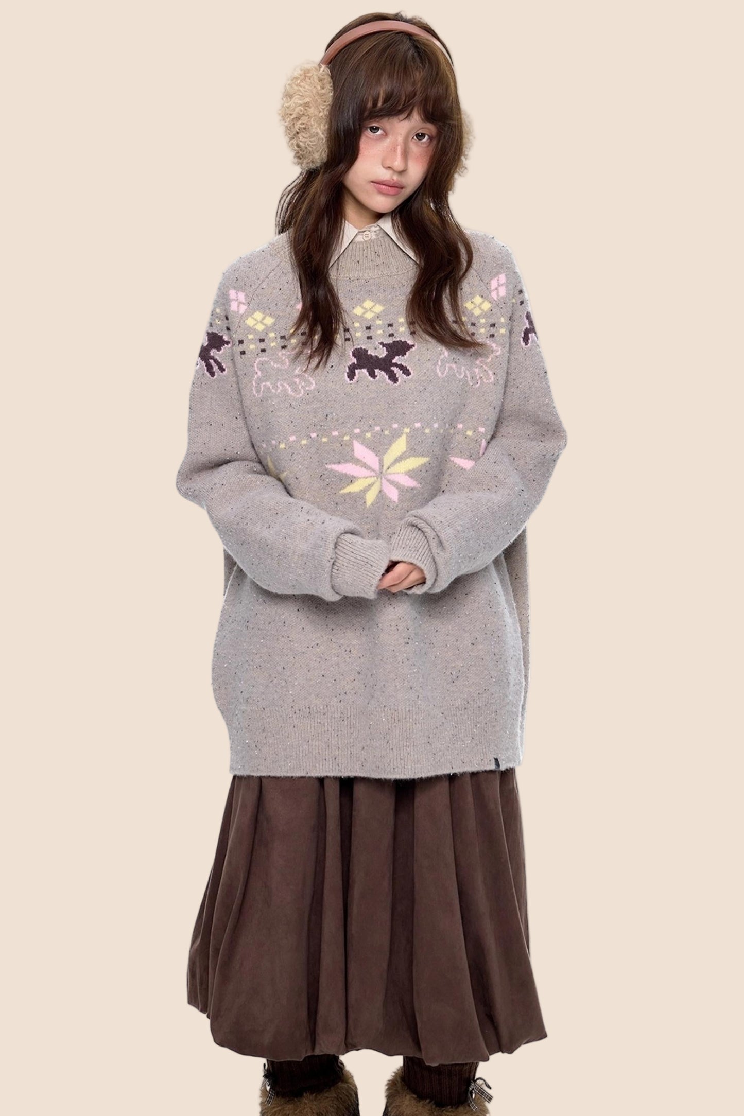 Vintage Fair Isle Loose Knit Sweater