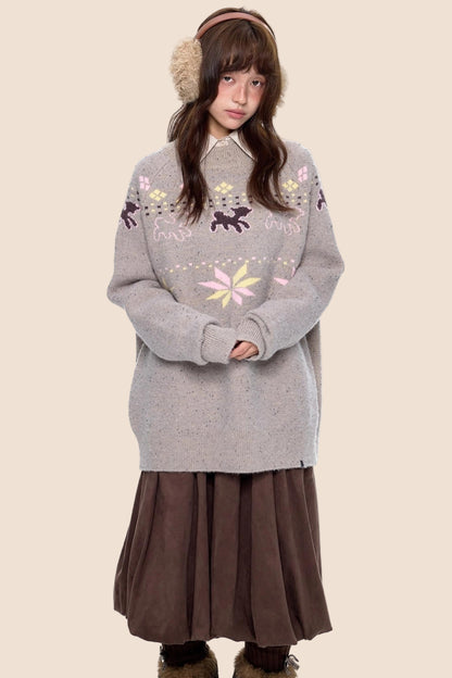 Vintage Fair Isle Loose Knit Sweater