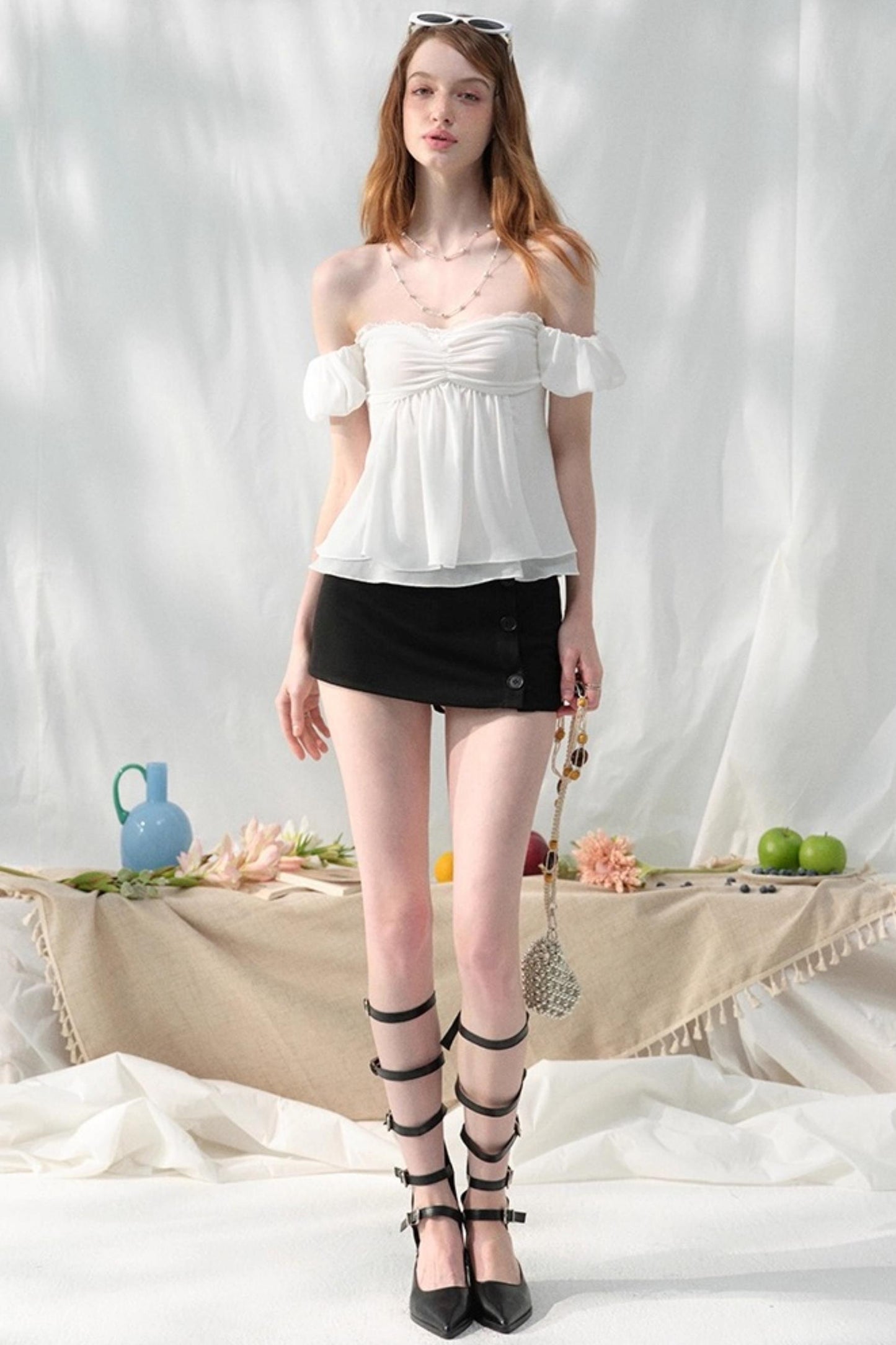 White Sleeve Floral Top