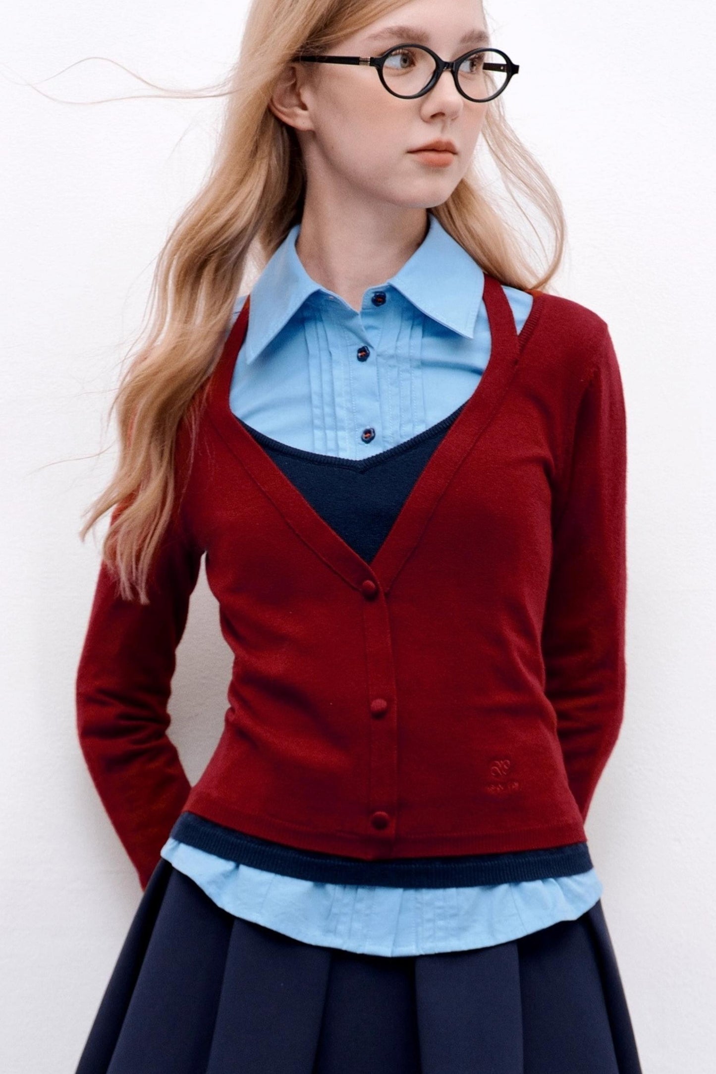 Wool Knit Pullover Layered Top