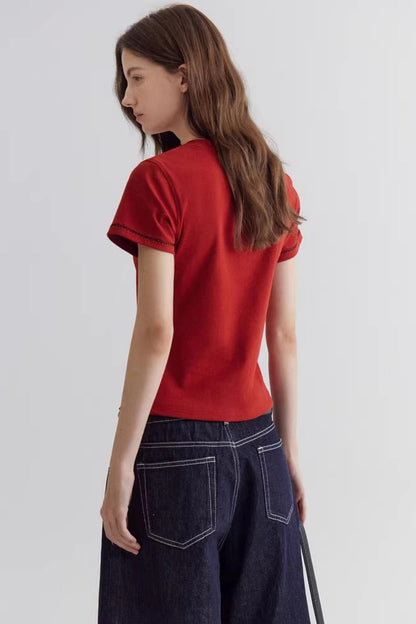 Top Rojo Vintage Bordado