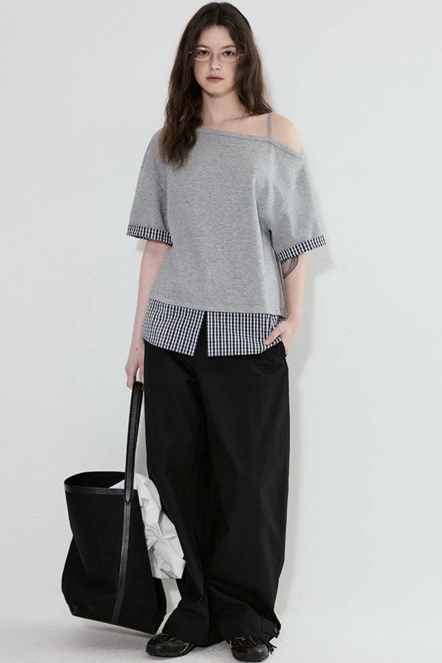 Gray One-Shoulder Tee